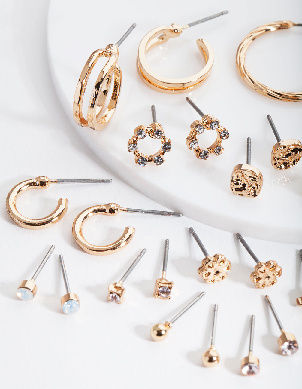 Gold Flower Leaf Earring 12-Pack
