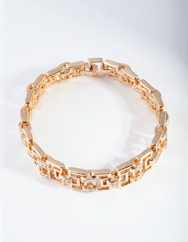 Gold Diamante Maze Clasp Bracelet