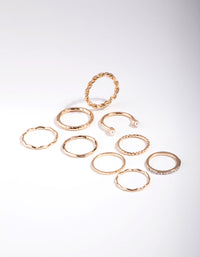 Gold Wave & Pearl Midi Ring 9-Pack - link has visual effect only