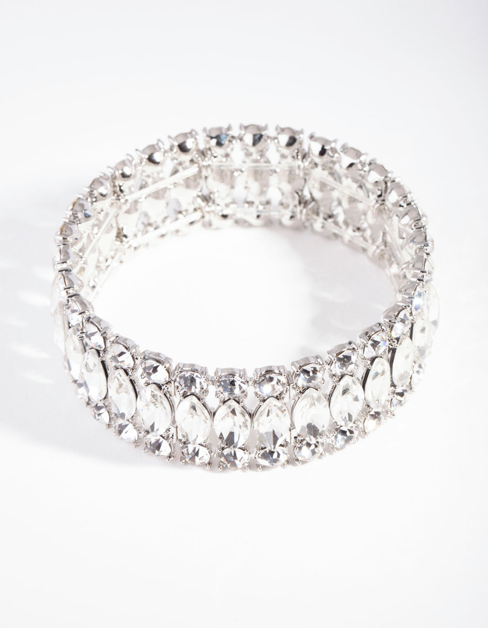 Silver Marquise Stone Stretch Bracelet