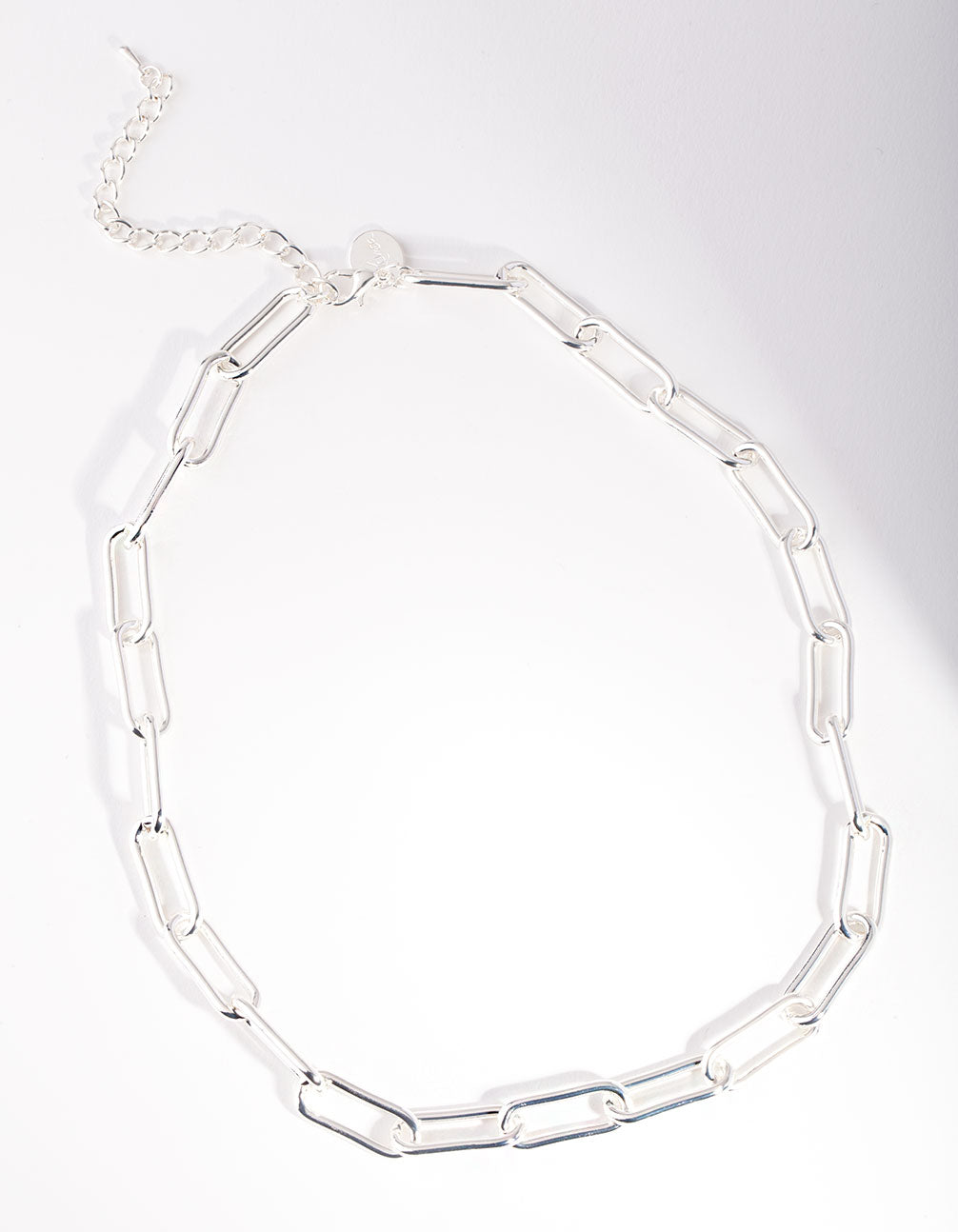 Silver Rectangle Chain Link Necklace