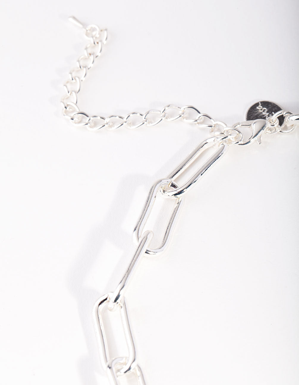 Silver Rectangle Chain Link Necklace