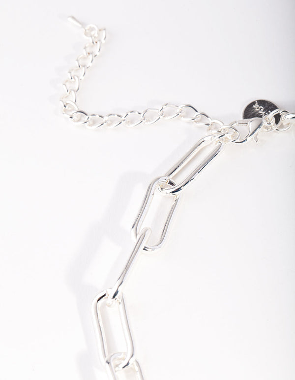 Silver Rectangle Chain Link Necklace