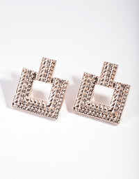 Rose Gold Mini Diamante Square Drop Earrings - link has visual effect only