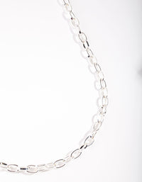 Silver Round Link Necklace - link has visual effect only