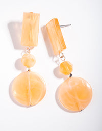 Orange Acrylic Bead Drop Earrings - link has visual effect only