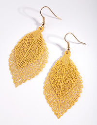 Gold Filigree Leaf Drop Earrings - link has visual effect only
