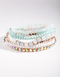 Rose Gold Blue Facet Bead bracelet 6-Pack - link has visual effect only