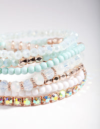 Rose Gold Blue Facet Bead bracelet 6-Pack - link has visual effect only