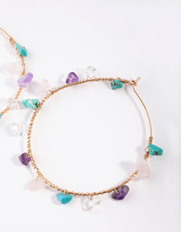 Rose Gold Turquoise, Rose Quartz, Amethyst Hoop Earrings - link has visual effect only