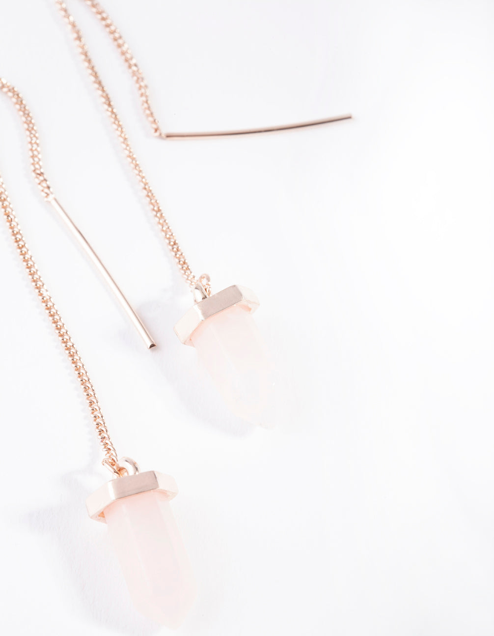 Rose Gold Turquoise Thread Through Earrings