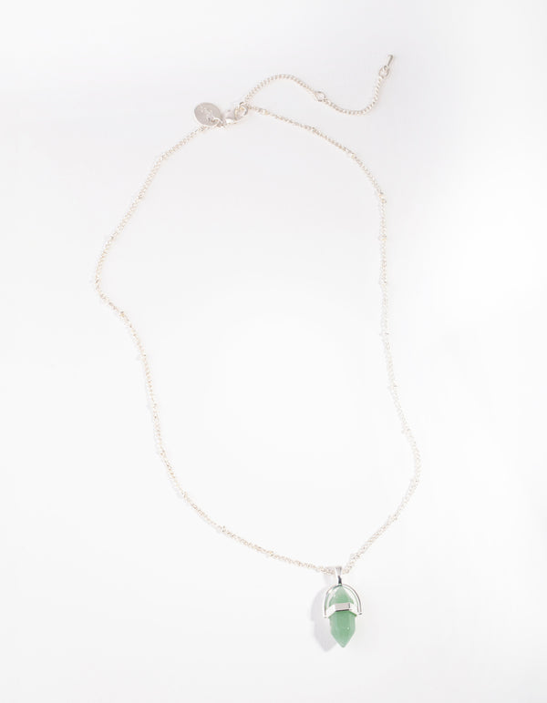 Silver Small Shard Jade Stone Necklace
