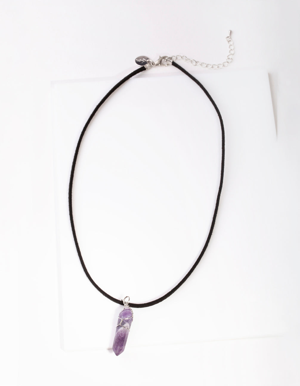 Silver Wire Wrap Amethyst Stone Necklace