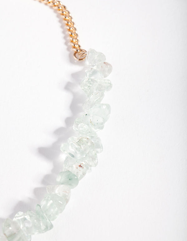 Gold Blue Rough Jade Stone Anklet