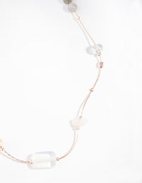 Rose Gold Mixed Rose Quartz Long Semi-Precious Necklace - link has visual effect only