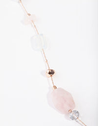 Rose Gold Mixed Rose Quartz Long Semi-Precious Necklace - link has visual effect only