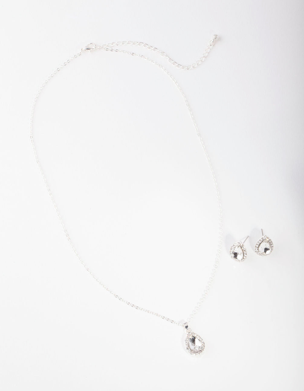 Silver Pear Crystal Jewellery Set