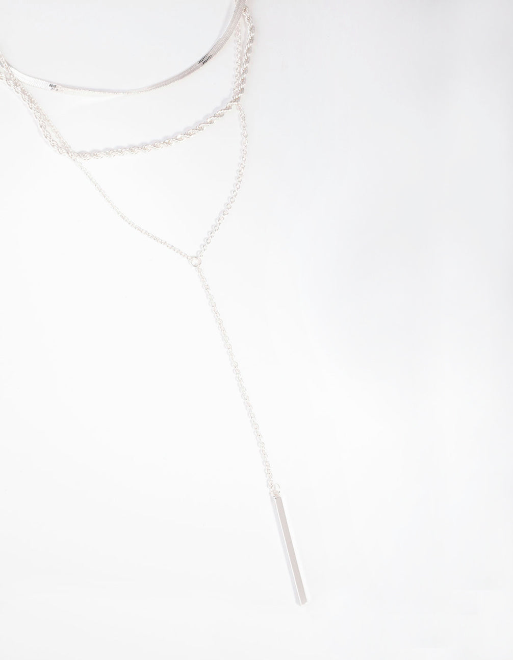 Silver Rope Snake Chain Triple Row Necklace