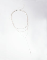 Silver Rope Snake Chain Triple Row Necklace - link has visual effect only