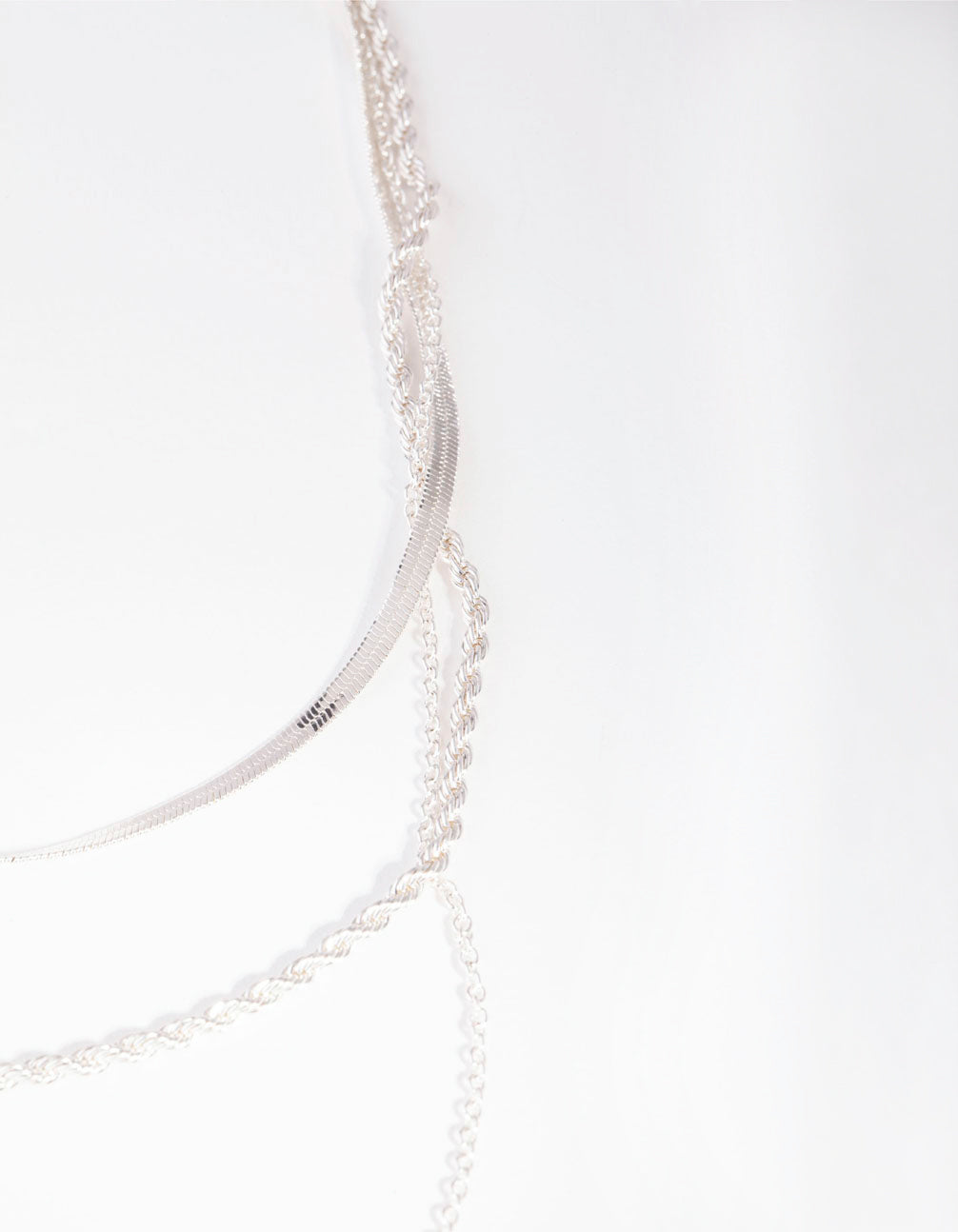 Silver Rope Snake Chain Triple Row Necklace