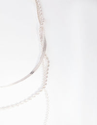 Silver Rope Snake Chain Triple Row Necklace - link has visual effect only