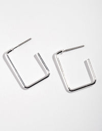 Silver Rectangle Hoop Earrings - link has visual effect only