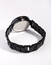 Black Diamante Link Strap Watch - link has visual effect only
