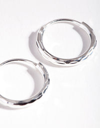 Sterling Silver 14mm Diacut Tube Hoop Earrings - link has visual effect only