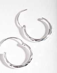 Sterling Silver 14mm Diacut Tube Hoop Earrings - link has visual effect only
