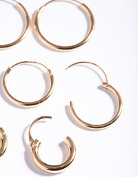 Gold Plated Sterling Silver Mix Thick Hoop Earring Pack - link has visual effect only