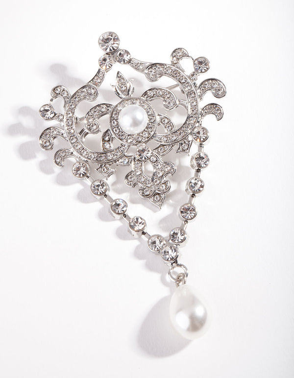 Silver Regal Pearl Brooch