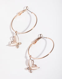 Rose Gold Butterfly Catseye Hoop Earrings - link has visual effect only