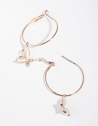 Rose Gold Butterfly Catseye Hoop Earrings - link has visual effect only