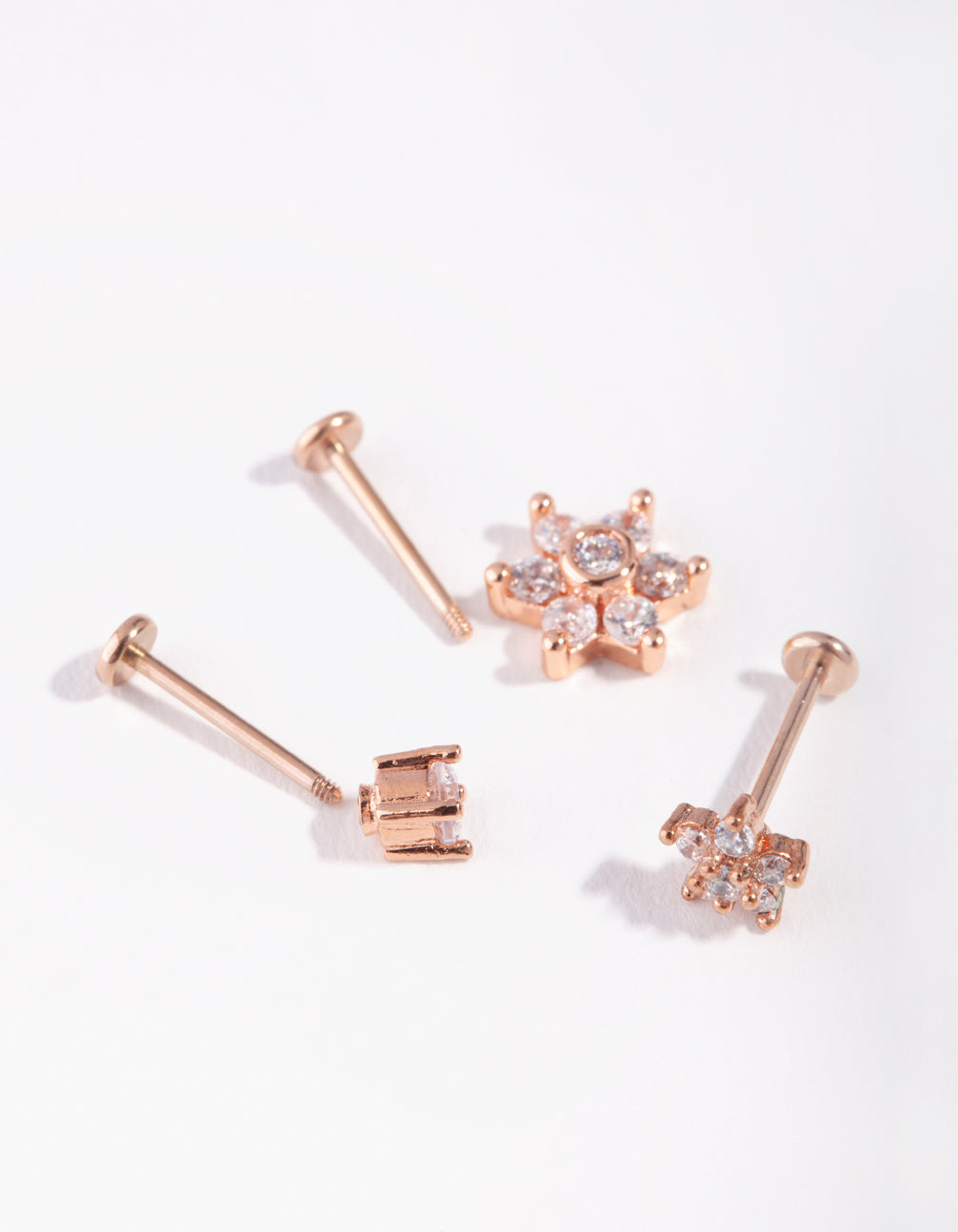 Rose Gold Surgical Steel Fine Flower Flat Back Pack