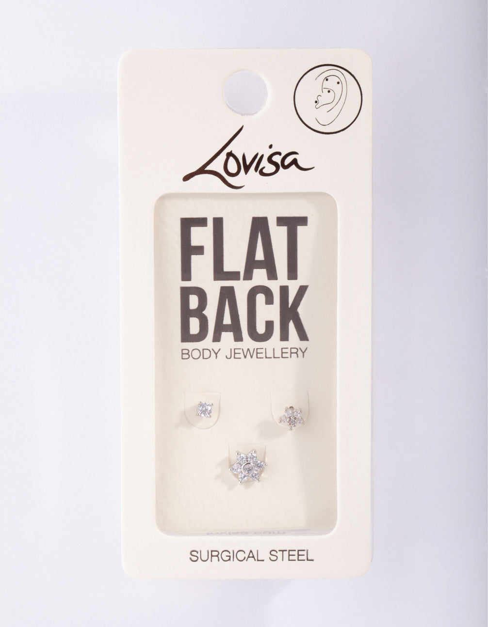 Surgical Steel Fine Flower Flat Back Pack
