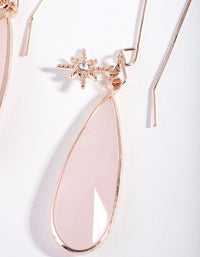 Rose Gold Star Charm Quartz Long Hook Earrings - link has visual effect only