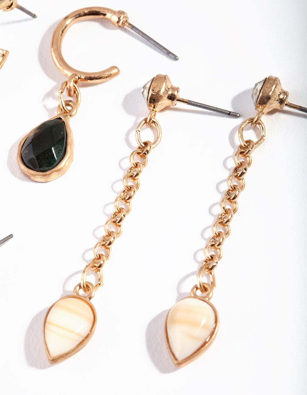 Gold Green Mix Bead Curated Earrings