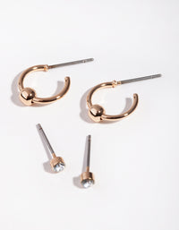 Gold Centre Ball Hoop Pack Earring - link has visual effect only