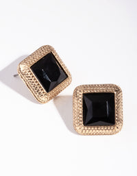 Antique Gold Centre Stone Stud Earrings - link has visual effect only