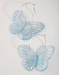 Silver Acrylic Butterfly Hoop Earrings - link has visual effect only