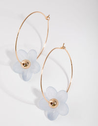 Gold Flower Through Hoop Earrings - link has visual effect only