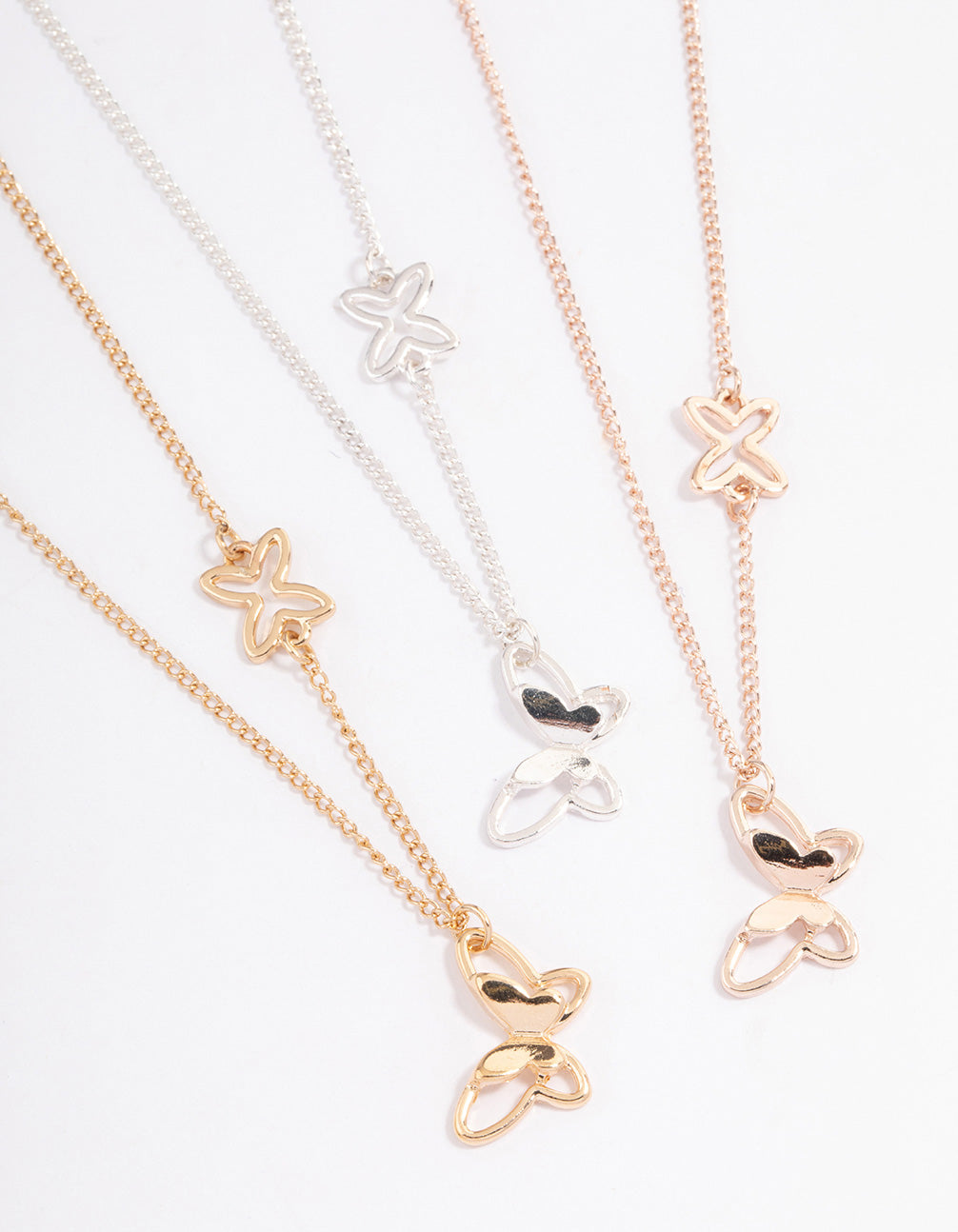Mixed Metal Butterfly Necklace Pack