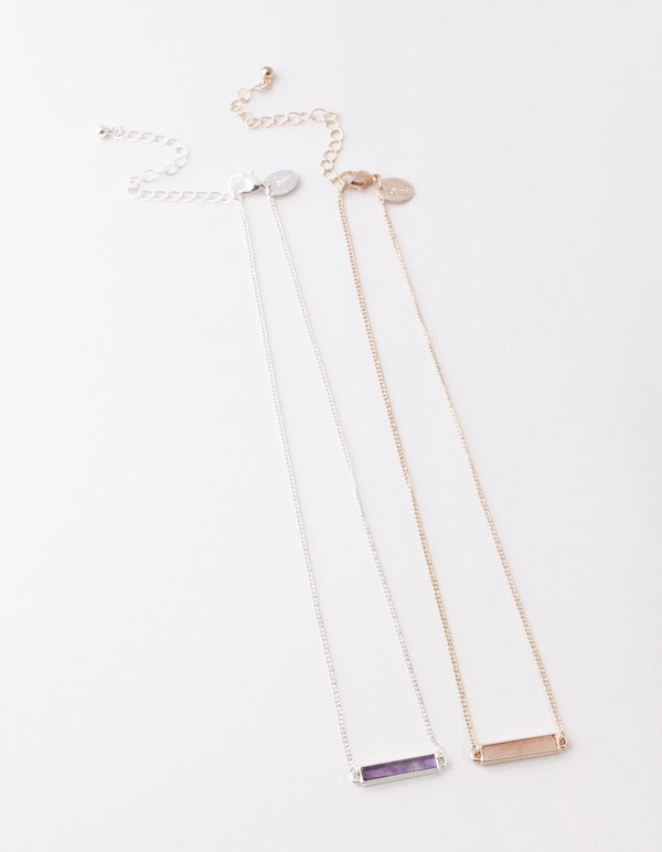 Mixed Metal Semi Precious Bar Bracelet Pack