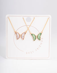 Gold Multi Crystal Butterfly Necklace Pack - link has visual effect only
