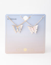 Rose Gold Blue & Pink Butterfly Necklace Pack - link has visual effect only