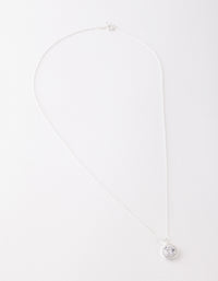 Sterling Silver Cubic Zirconia 100 Facet Round Halo Necklace - link has visual effect only