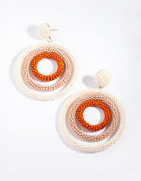Neutral Beaded Triple Circle Drop Earrings - link has visual effect only