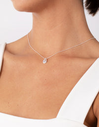 Sterling Silver Cubic Zirconia Sleek Teardrop Necklace - link has visual effect only