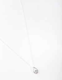 Sterling Silver Cubic Zirconia Sleek Teardrop Necklace - link has visual effect only