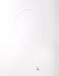 Sterling Silver Cubic Zirconia Sleek Teardrop Necklace - link has visual effect only